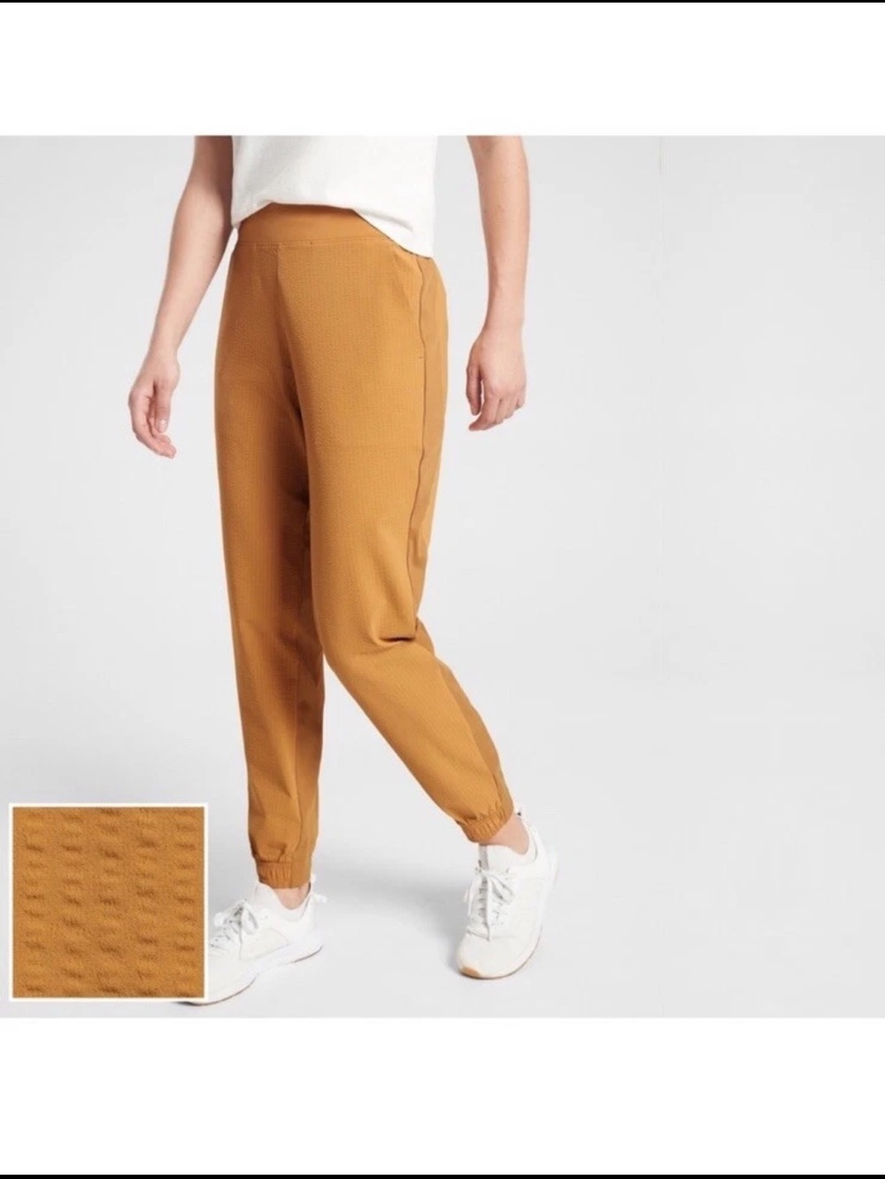 Athleta Brooklyn Textured Jogger Pants Golden Ochre Pull On Women’s Size 8